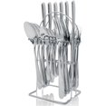 thumbnail image 1 of Silverware Set, 24 Pieces Flatware Set with Silverware Holder, Stainless Steel Knives and Forks and Spoons Cutlery Set Service for 6, Utensil Tableware Set with Antiskid Handle (Gold Silver), 1 of 8