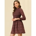 thumbnail image 4 of Unique Bargains Manches Longues Manches Volantées Robe Florale Rouge M, 4 of 6