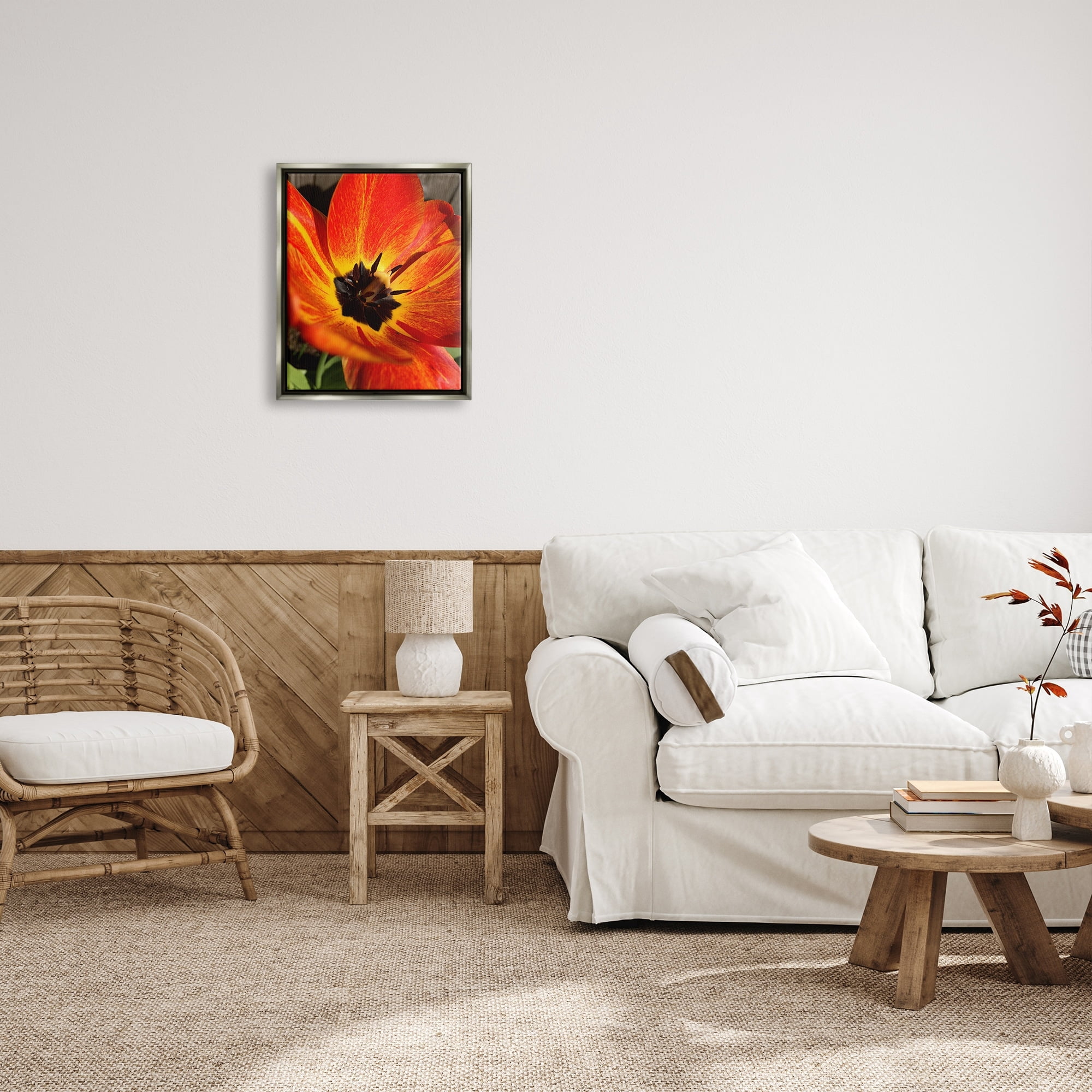 Stupell Industries Bold Red Poppy Flower Blossom Petals Photograph Luster Gray Floating Framed Canvas Print Wall Art, Design by Heidi Bannon