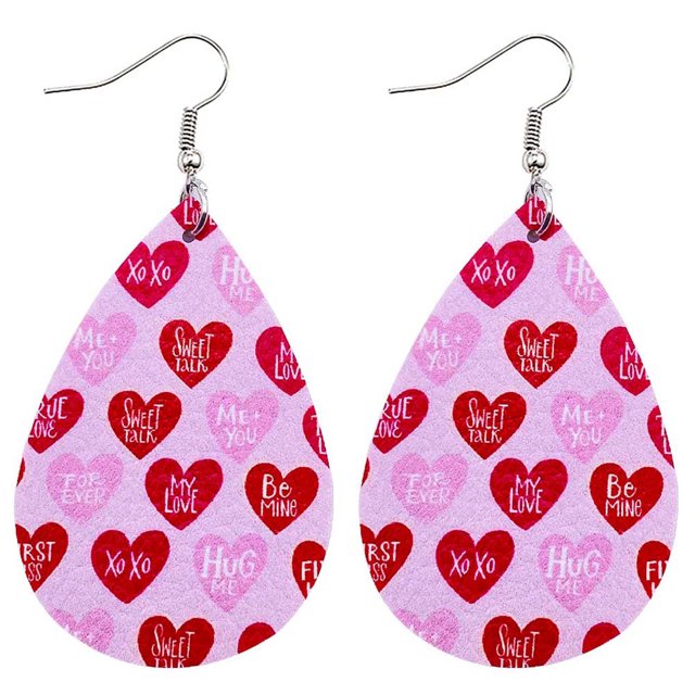 PVCS Boucles d'Oreilles de la Saint-Valentin Cœur Amour Lèvres Rouges Boucles d'Oreilles Imprimées Double Face