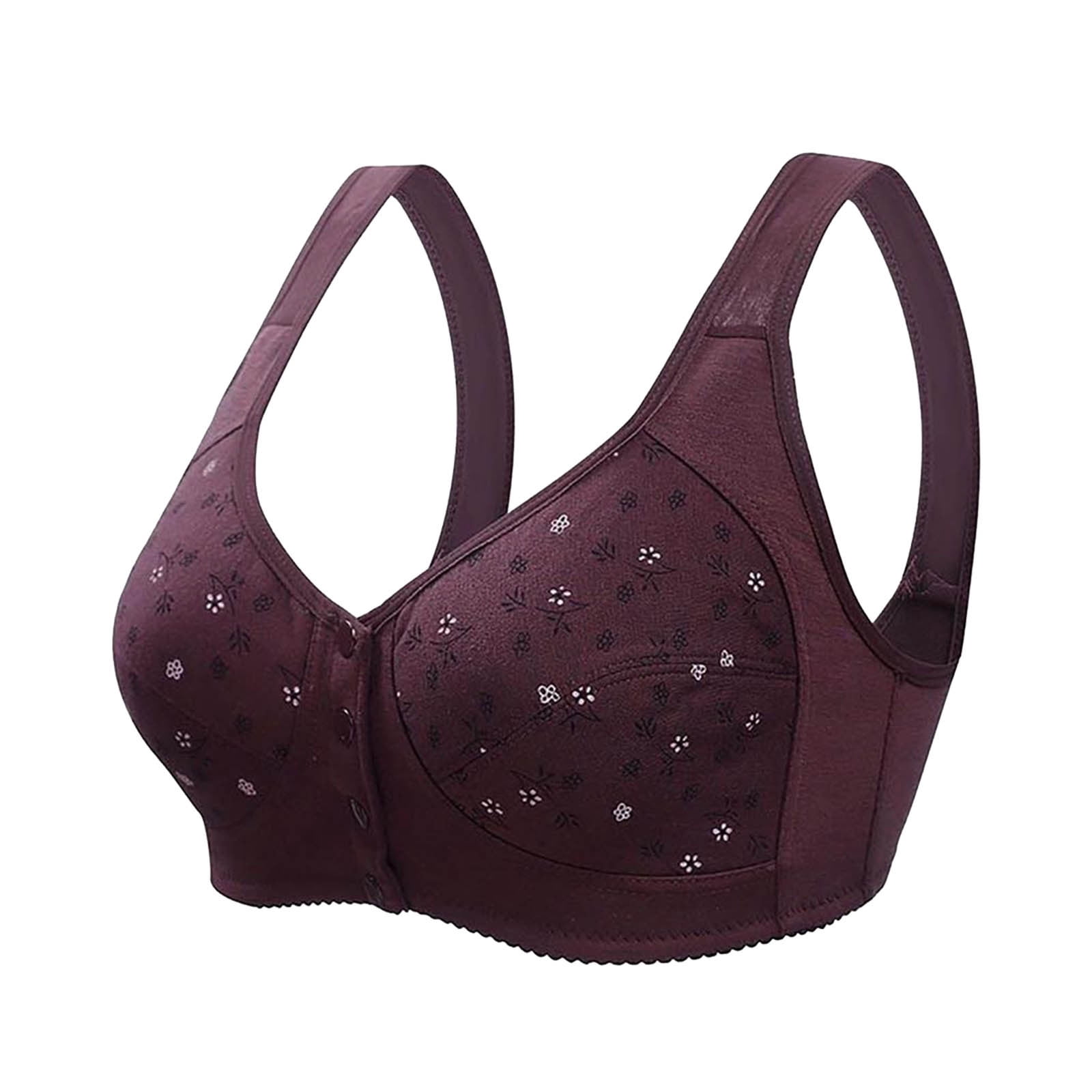 3PC Daisy Bras for Women No Underwire Front Closure Comfort Senior Wireless Snap Closing Bra