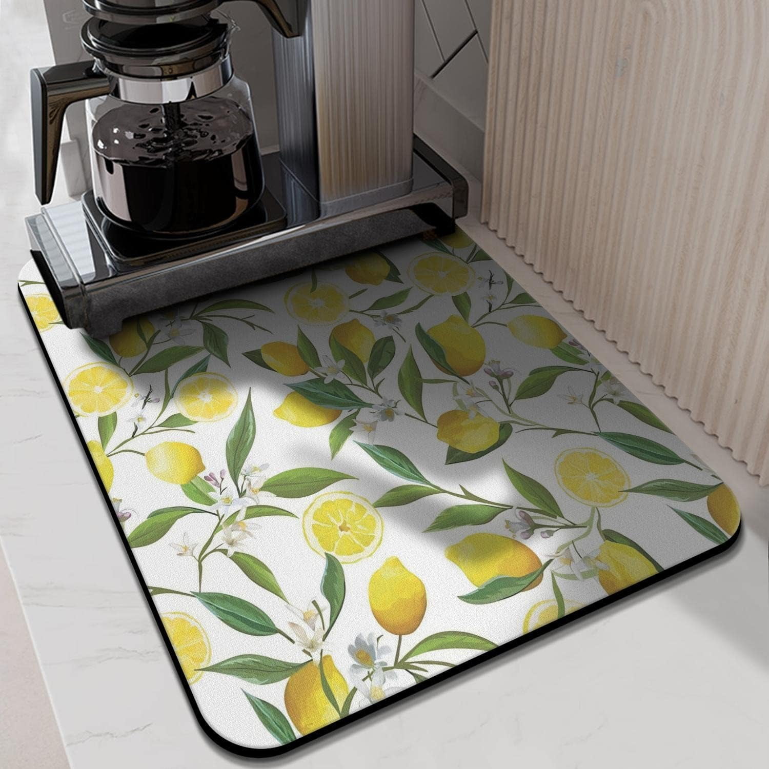 Washable Rubber Lemon Dish Drying Mats For Kitchen Counter Home Large Coffee Bar Pad Accessories And Decor For Utensils Stemware (18''''x24'''')