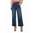 thumbnail image 1 of Pantalones Vaqueros de Cintura Alta y Pierna para Mujer, Modernos, de Mezclilla Recortada, Elásticos, Hasta el Tobillo, con Bolsillos. Azul XXL, 1 of 9