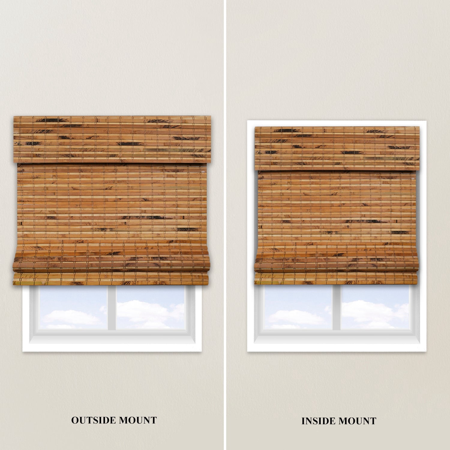 Natural Woven Light Filtering Cordless Bamboo Roman Shades for Windows, 22.5 in. W x 72 in. L, Maple