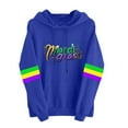 thumbnail image 3 of LEKWK Womens Mardi Gras Shirts Loose Fit Hooded Long Sleeve Sweatshirts Trendy Graphic T Shirts Letter Script Print Gold Green Accents Holiday Tops, 3 of 4