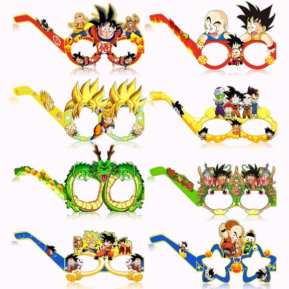Son Goku Party glasses - 16 Pcs Novelty Glasses, Cool Party Masks, Dragon Ball Party Favors, Funny Photo Booth Props, Crazy glasses for Adults & Teens