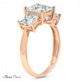 thumbnail image 5 of 2.62 ct Princess Cut Genuine Cultured Diamond VS1-VS2 J-K 18K Rose Gold Three-Stone Promise Wedding Statement Engagement Designer Ring W/ Crystal side stones size 10, 5 of 6