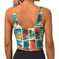 thumbnail image 4 of Picia Colorful Hawaii Palms Sports Bra for Women,Padded Strappy Sports Bras Medium Support Yoga Bra with Removable Cups,Running Yoga Bra-Small, 4 of 9