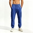 thumbnail image 6 of Jalioing Mens Cargo Sweatpants Solid Color Drawstring Elastic Waist Cuffed Joggers with Pocket Casual Outdoor Sport Pants, 6 of 7