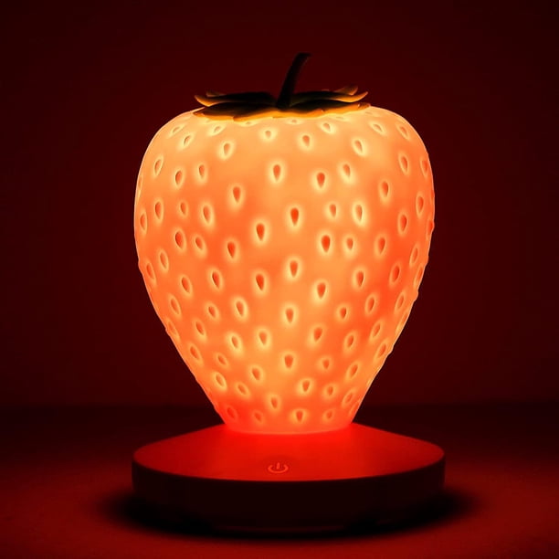 Luz Nocturna De Fresa, Linda Lámpara De Fresa De Silicona, Luz Nocturna Led Linda Para Niños, 3 Modos Táctiles, Lámpara De Mesita De Noche Para Niños Que Cambia De Color Para