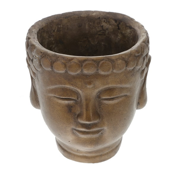 CIMAXIC Creative Buddha Head Planter Pot Cement Succulent Plant Pot Buddha Statue Flower Pot,5.12"X4.72"X4.72"