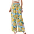 thumbnail image 2 of Wide Leg Pants Woman Summer Smocked Waist Floral Pant Wear Spring Beach Vacation Clothes for Women Blue & Yellow S, 2 of 9