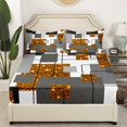 thumbnail image 3 of YST Abstract Geometric Bedding Full Orange Glitter Bling Sequins Check Bed Sheets,Black Grey Geometry Stripes Grids Sheet Set Starry Sky Stars Fitted Sheet + Flat Sheet + 2 Pillow Cases, 3 of 5