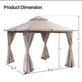thumbnail image 4 of LAUSAINT HOME 10'x10' Outdoor Patio Gazebo, Heavy Duty Semi-Permanent Gazebo Tent with Double Roof, Mosquito Netting & Privacy Curtains, Metal Frame Backyard Canopy for Garden, Lawn, Party, Khaki, 4 of 11