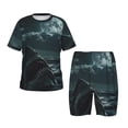 thumbnail image 1 of Balery Moonlit Night Sky Shark Conjunto de Pijama Infantil de Manga Corta con Estampado – Ropa de Dormir de Algodón Suave-Large, 1 of 6