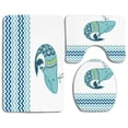 thumbnail image 1 of ABPHQTO Ballena Ballena de cola ornamental grande Zig Zag Ocean Wave Juego de alfombras de baño de 3 piezas Alfombra de baño Alfombra de contorno y tapa de inodoro, 1 of 2