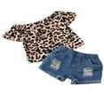 thumbnail image 3 of FNNMNNR Girl Short Sleeve Tops Denim Shorts Floral Lace Up Ruffle Shirt, 3 of 6