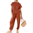 thumbnail image 4 of Nituyy Two Piece Outfits for Women Sweater Sets Knit Pullover Tops and High Waisted Pants Lounge 2 Piece Matching Sets, 4 of 9