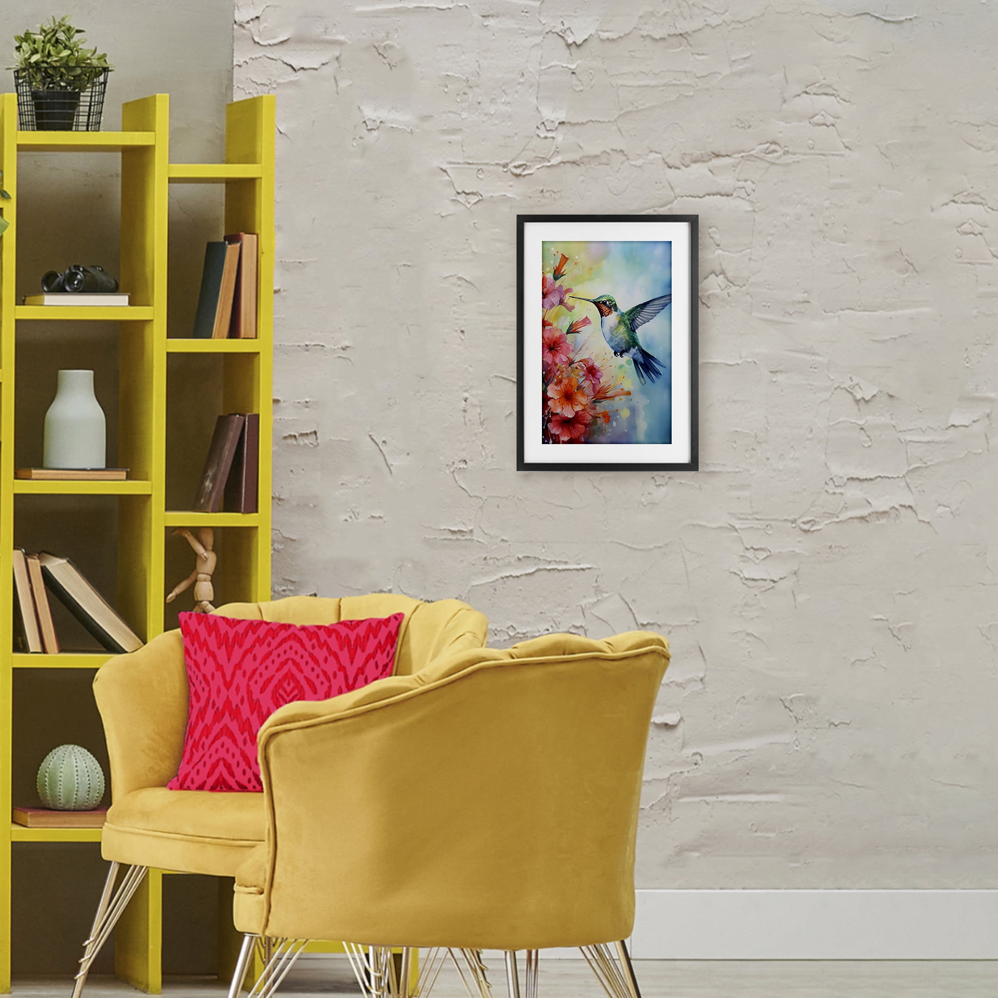 Stupell Industries Hummingbird Hibiscus Serenade Black Framed Print Under Glass, design by Creative Studio