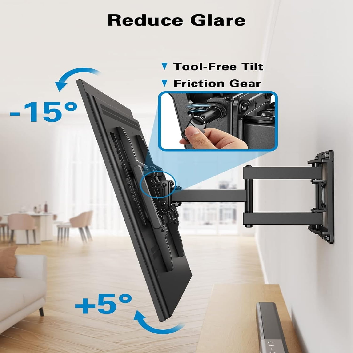 Full Motion TV Wall Mount for 40–82 inch Flat or Curved TVs, Smooth Swivel & Extension, Tool-Free Tilt with Heavy-Duty Arms, Max VESA 600x400mm up to 110 lbs, Fits 12″/16″ Wood Studs, PILF11