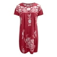 thumbnail image 4 of EIMELI Femmes Robes d'Été en Vrac Cou Ethnique Style Raglan Manches Courtes Robe Vert L, 4 of 5