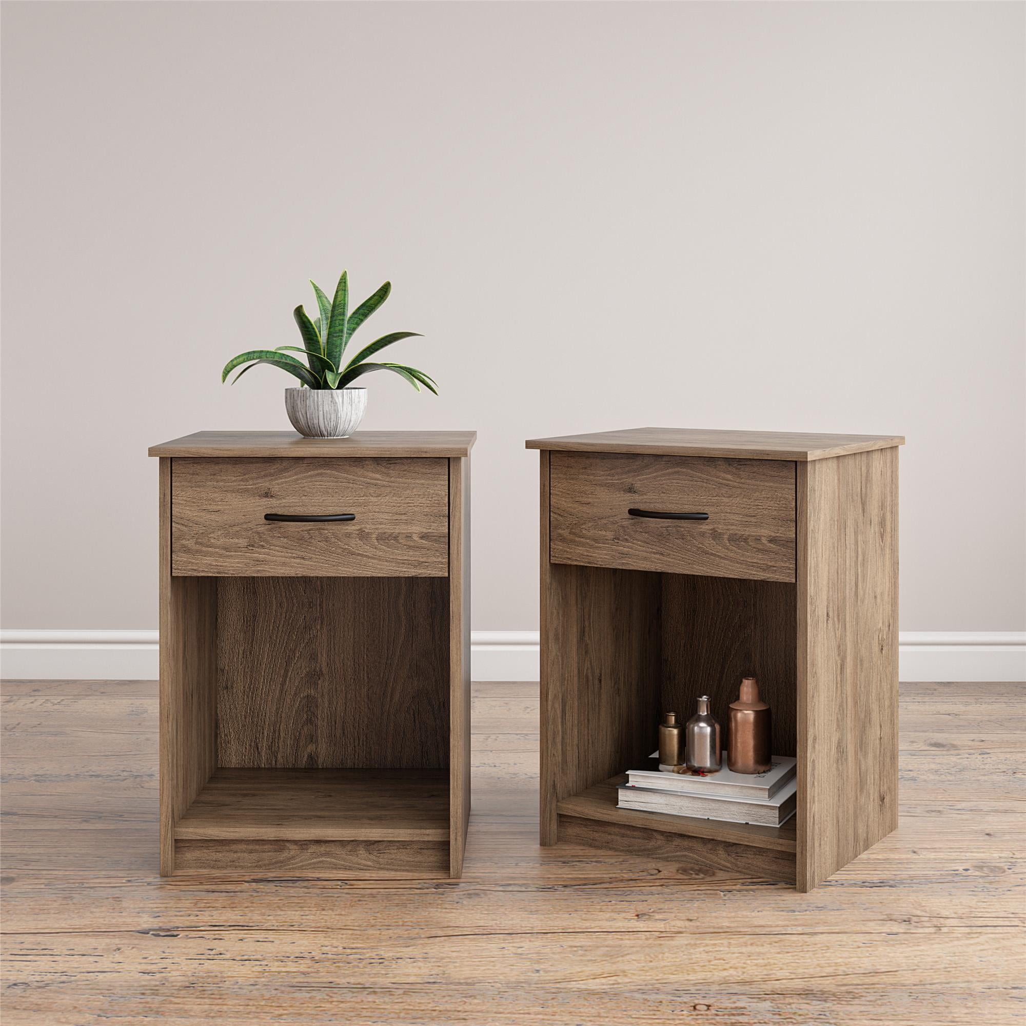 Mainstays Classic Nightstand With Drawer Rustic Oak Walmart Com Walmart Com