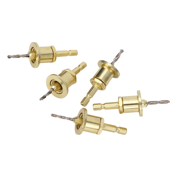 5-Piece Adjustable Countersink Drill Bit Set – 1/4" Hex Shank, 2.8-4mm Cone Bits, Tungsten Steel Carbide Tip, For Wood, MDF, Plastic, Adjustable Cutting Height 2.5-10.5mm