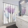 thumbnail image 2 of Spring Tulip Floral Shower Curtain Modern Art Butterfly Theme Blue and Purple Tulips Flower Shower Curtains For Bathroom Decor Polyester Fabric Waterproof Shower Curtain Sets with 12 Hooks 72"x72", 2 of 6