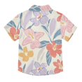 thumbnail image 2 of Dailycode Small Short Sleeve Button Down Shirts Pastel Flowers and Leaf Casual Shirt 3-10 Years, 2 of 9
