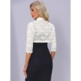 thumbnail image 3 of DARING DIVA Women's Stand Collar Sheer Floral Lace Bolero Shrug L White, 3 of 6