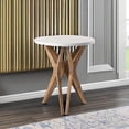 thumbnail image 5 of Pedestal Farmhouse End Table, Distressed Top with Tripod Base Bedside Table for Living Room, Modern, Boho Decor, Round (1 Pack, White & Walnut), 5 of 10
