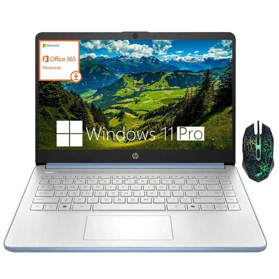 HP 14" Student Laptop, Intel Processor N150, 4GB RAM, 128GB UFS Storage, Webcam, 1 Year Office 365, Fast Charge, Wi-Fi 6, Win 11 Pro, Blue