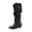 Black, variant on Wensltd Knee High Boots Women Trendy Solid Color Round Toe Slouch Boots Comfortable Wedge Shoes Black