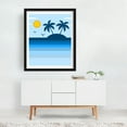 thumbnail image 3 of Retro Vintage Tropical Island Sunset - Digital Art Tropical Palm Tree Beach Minimalist Seascape Ocean Sunset Black Framed Wall Art Print 9 x 12 inches, 3 of 4