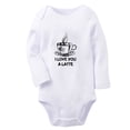 thumbnail image 2 of iDzn I Love You A Latte Funny Rompers, Newborn Baby Unisex Bodysuits, Infant Jumpsuits, Toddler Kids Long Sleeve Oufits (White, 6-12 Months), 2 of 5