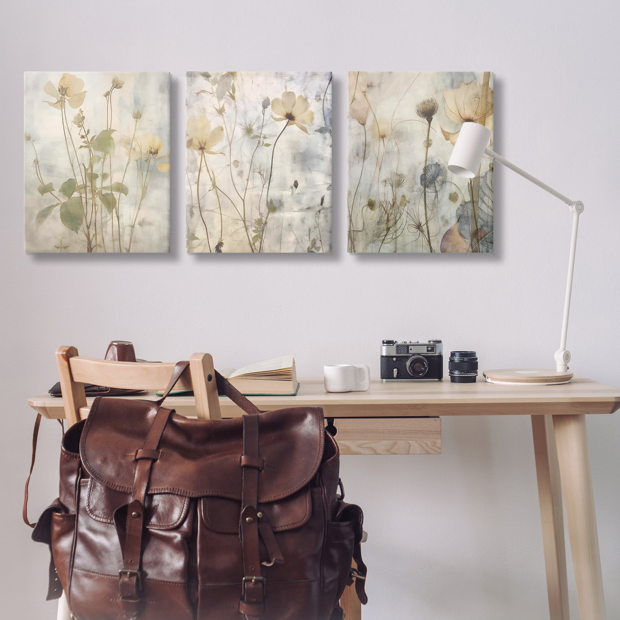 Stupell Industries Soft Blooming Botanicals Plants & Flowers Painting Wrapped Canvas Art Print Wall Art, 24 x 30, Set of 3