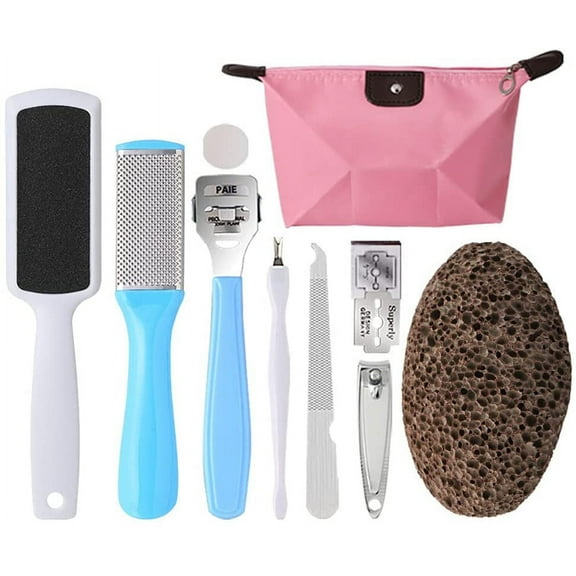 Pedicure Kit, 9 in 1 Stainless Steel Professional Pedicure Kit, with Rock, Foot File, Cocoon and Dead Skin Remover, Foot Care Pedicure Kit, Perfect Gift for Ladies at Home Or Salon