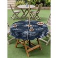 thumbnail image 4 of Outdoor Tablecloth with Umbrella Hole for Patio/Picnic/Party/Camping, Nautical Ship Waterproof Table Cloth Round Cover Washable, Farmhouse Blue Ocean Lighthouse Mountain (Dia 54"), 4 of 8