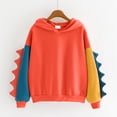 thumbnail image 4 of Womens Kawaii Sweatshirt Cartoon Dinosaur Hoodies Cute Tops Color Block Long Sleeve Pullover Shirts, 4 of 4