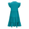 thumbnail image 4 of Gspmoly Robes d'Été pour Femmes 2025, Mode Femmes Été Décontracté Col en V à Volants Manches Courtes Robe Unie Robes de Cocktail pour Femmes Économies d'Été Liquidation, 4 of 5