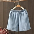 thumbnail image 2 of iHPH7 Jean Shorts Womens, Drawstring Denim Shorts for Women, Pull On Denim Shorts for Women, Wide Leg Shorts for Women, Womens Shorts Casual, Light Blue 3XL, 2 of 6