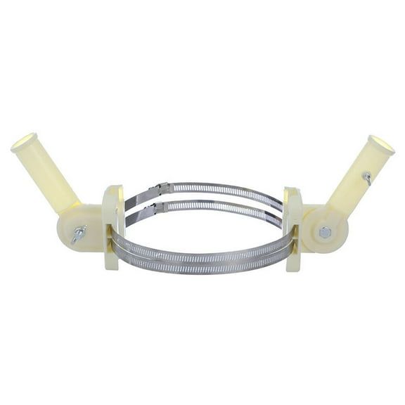 2pcs Flag Post Holders Plastic Flagpole Brackets Flagstaff Mount Flagstick Fixator for Outdoor School with 2 Steel Bars