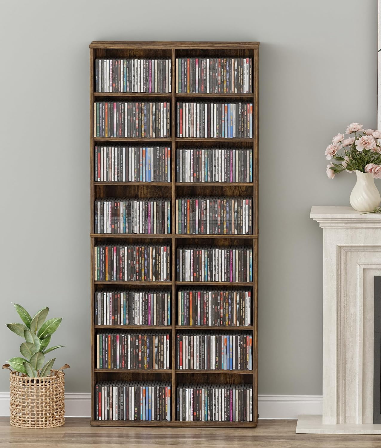 Solid Oak 5 Row Dowel CD Rack - Walmart.com