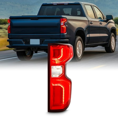 AKKON - Fits 2019-2023 Chevy Sliverado 1500 20-23 2500HD 3500HD [LED Type] Tube Signal Chrome Red Tail Light Passenger