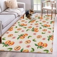 thumbnail image 2 of Summer Peach Large Area Rugs for Bedroom Living Room, Non Slip Carpet Bedside Rug, Tropical Fruit Rustic Flowers Watercolor Rectangular Floor Cover Kitchen Accent Rug 4'x6' for Dining Room/Office, 2 of 9