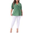 thumbnail image 2 of Agnes Orinda Women's Plus Size Valentines Day Polka Dots V Neck Short Sleeve Peplum Wrap Top 4X Green, 2 of 6