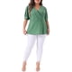 thumbnail image 2 of Agnes Orinda Blusa envolvente de peplum de manga corta con cuello en V y lunares para mujer de tallas grandes 4X verde, 2 of 6