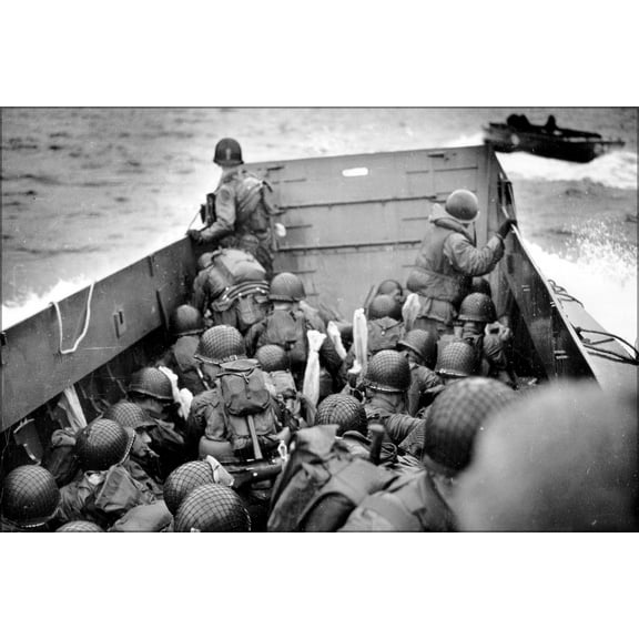 24"x36" Gallery Poster, Omaha Beach Landing Craft Approaches 6 june 1944 d-day normandy