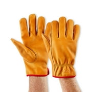 Hyper Tough Water Resistant Men's Cowhide Leather Work Gloves, Brown