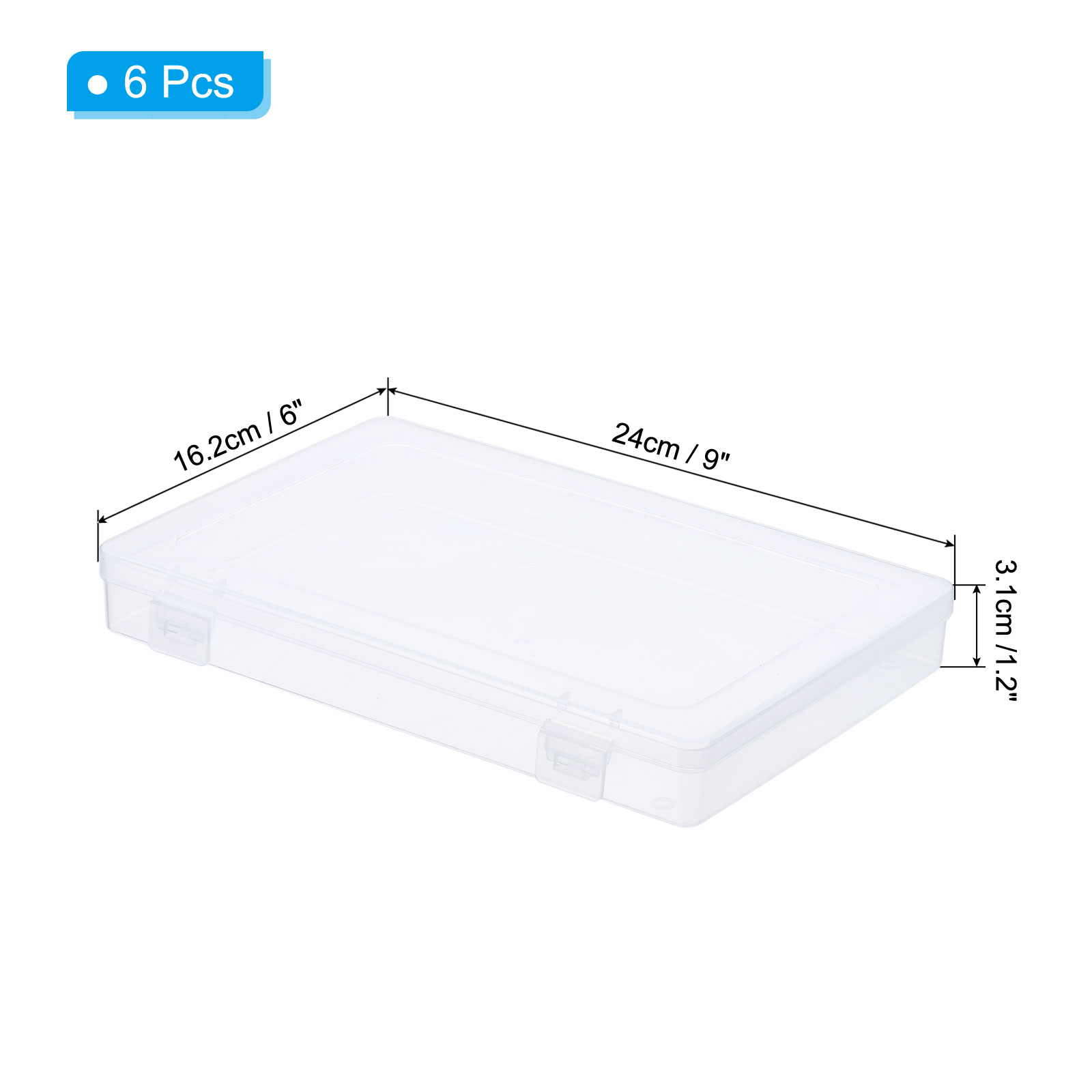 Unique Bargains Plastic Stackable Clear Storage Box with Hinged Lid 6 Pack